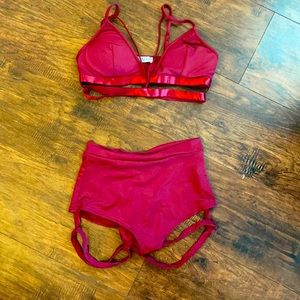 Lunalae wine color highwaisted garter pole shorts